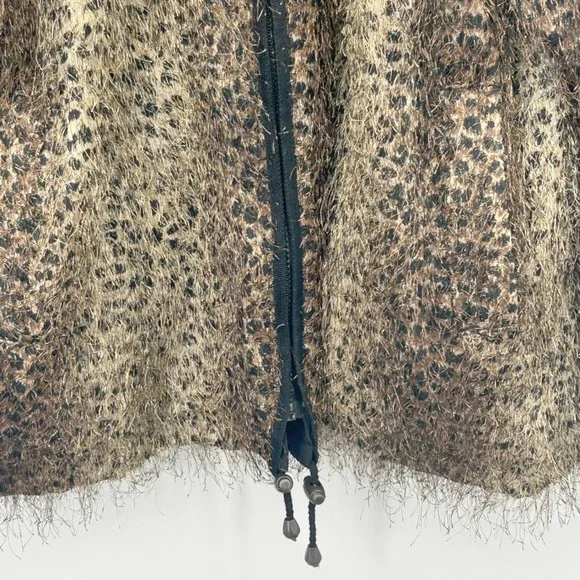 Wms Reversible Leopard Faux Fur Black Jacket Size L Textured Mob Wife Aesthetic - Picture 7 of 9